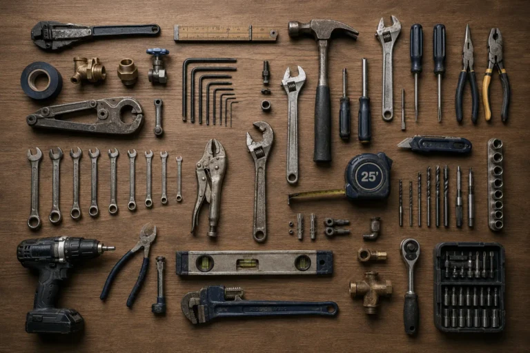 Tools on table no logo wood